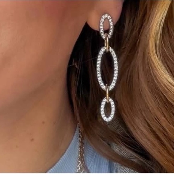 Park Lane Arctic Earrings | Gold and Silver Oval Link Earrings | Jan Sparkle Box - Picture 2 of 6